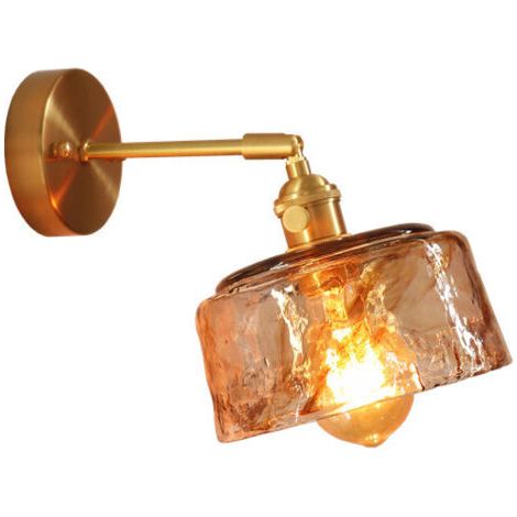 Lampada di cristallo, lampada da parete creativa in cristallo, lampada da comodino minimalista in rame e ottone, lampada da comodino in stile vintage moderno, lampada da parete dorata E27 (lampadina n