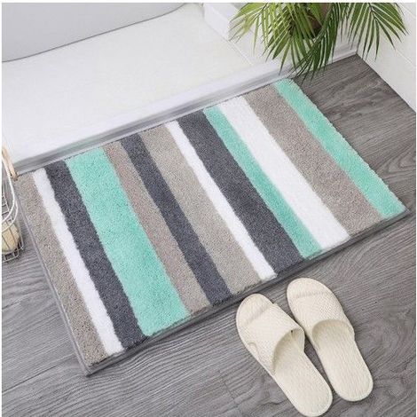 Tapis de bain en microfibre, tapis de douche absorbant et antidérapant, lavable en machine (50 x 80 cm, bleu ciel) (1/5)