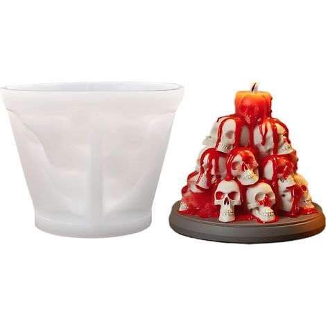 Moule à bougie en silicone en forme de tête de mort – Moule à bougie en cire Décoration de fête d'Halloween pour maison, appartement, balcon, cuisine, salle de bain, salon (1/5)