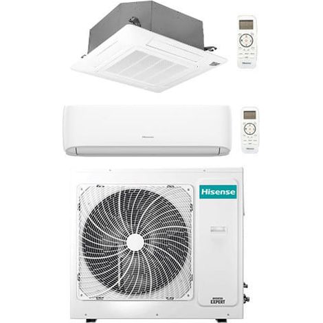 Klimaanlage Hisense Hi Comfort + 4-Wege-Kassette R32 Dual Split Inverter 7000 + 18000 BTU mit E.U. 3AMW62U4RJC NEW Class A++/A+