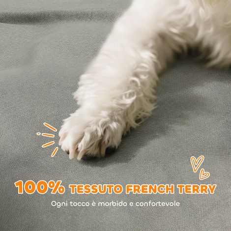 Canapé pour chien avec accoudoirs confortables. bois et tissu éponge. 66 x 42 x 28.5 cm. gris (1/5)