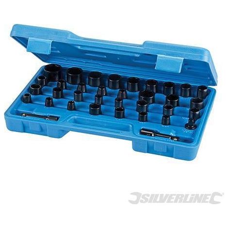 INSERTI METRICI ESAGONALI IMPATTO 8 - 30 mm 35 PZ CHIAVE A BUSSOLA 3/8&quot 802 SIL