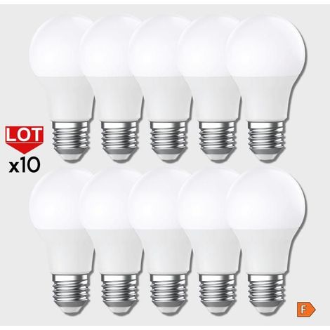 Ampoule LED SMD - Standard A60 - Opale - 3000K (Blanc chaud) - 8.5W 806 lm E27 x10