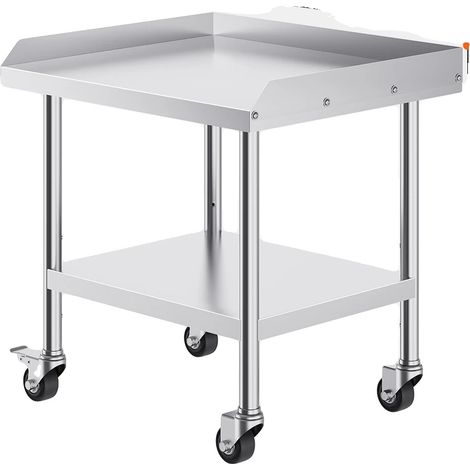 Mesa de trabajo, construcción de acero inoxidable, estantes ajustables, 24x28 pulgadas. (1/2)