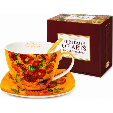 Taza exclusiva Van Gogh "Girasoles" de 250 ml  Set premium con cuchara (1/5)