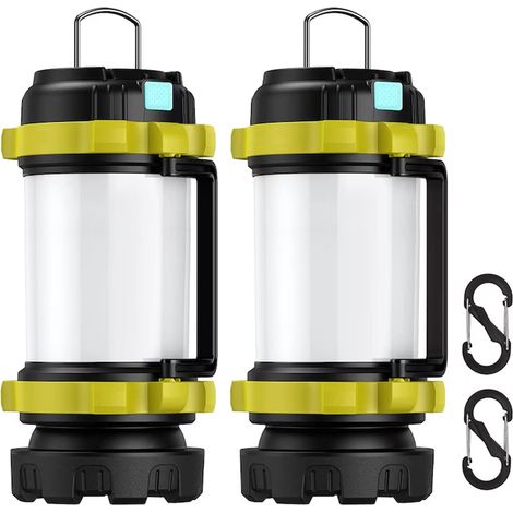 Ensemble de 2 lanternes de camping, 6 modes d'éclairage, autonomie 10 heures, portable, rechargeable, multicolore. (1/5)