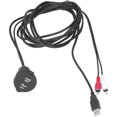 Kit de câble encastré de 1,8 m (6 pieds) USB 3.0 mâle vers femelle, 2 RCA vers femelle 3,5 mm pour tableau de bord de motos et voitures (1/5)