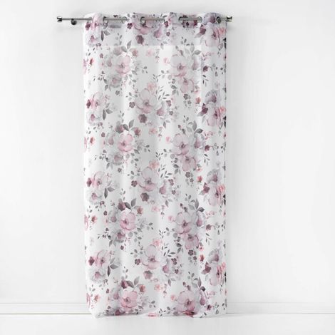 Panneau a oeillets 140 x 240 cm voile sable imprime velvet flower Blanc (1/3)