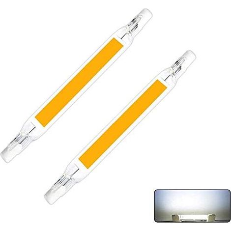 Lot de 2 ampoules LED R7S non dimmables, 10 W/118 mm 110 V COB LED R7S non dimmable, lumière linéaire, angle de faisceau 360 °, blanc froid, 6000 K-6500 K, 1000 lm