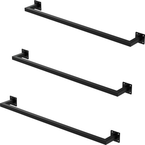 ML-Design Set 3x Percheros de Pared 90x12 cm de Acero Inoxidable Negro para Vestidor Armario Baño o Cocina, Barra de Almacenamiento hasta 50kg para Ropa Toallas o Utensilios Incl. Material de Fijación (1/5)