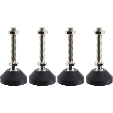Verstellbare Schrankfüße, 4 Stück, Möbelfüße (D40xM8xL80) mit Kontermutter, drehbar, neigbar bis 30 Grad, rutschfest (Größe: M10x80-M8x50) (1/5)