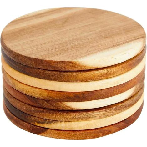 Posavasos De Acacia - Resistente Al Calor - Para Tazas Tazones Y Platos - 4 Unidades