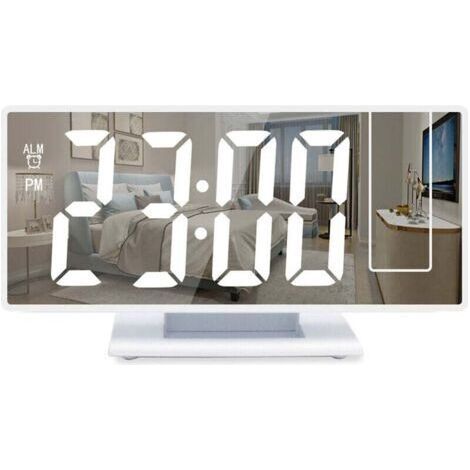 Réveil numérique, Réveil à projection pour gros dormeurs, Horloge numérique pour chambre à coucher avec grand écran LED, 12/24H, Port de charge USB, Snooze, Fonction mémoire, Luminosité régl