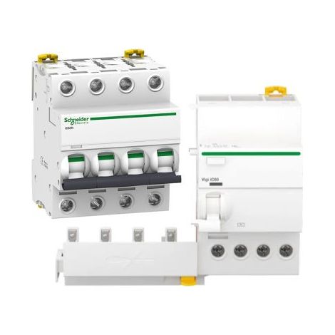 Schneider Electric Blocco differenziale QuickVigi iC60 4P 25A 30mA AC + Interruttore magnetotermico iC60N 4P C 10A 6000A