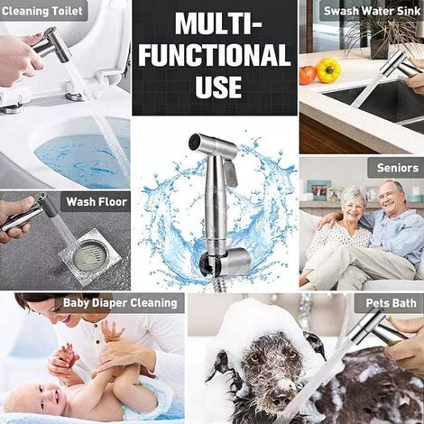 Bidet Brause aus Edelstahl für Toilette, Windeldusche, manuelle Bidet Brause für die persönliche Hygiene, Dusche, Badezimmer, Toilette silber (1/5)