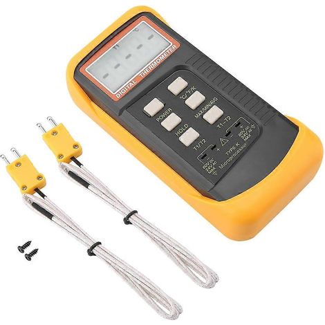 Digitales Zweikanal-Thermoelement-Thermometer Typ K 6802II, Temperaturmessgerät -50°C-1300°C