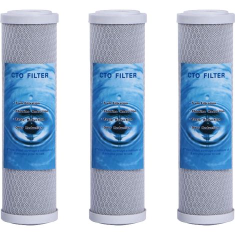 CTO-5 microns,y compris trois boîtes de filtre à eau de bloc de carbone pour les systèmes d'osmose inverse,ainsi que tous les systèmes d'osmose inverse de 2,7 pouces x 9,9 pouces. (CTO-3pcs) (1/5)
