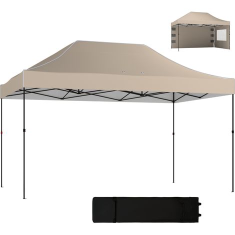fenêtres — 2,9x4,3 m, métal, tissu Oxford, brun sable, murs latéraux, Gazebo escamotable (1/5)
