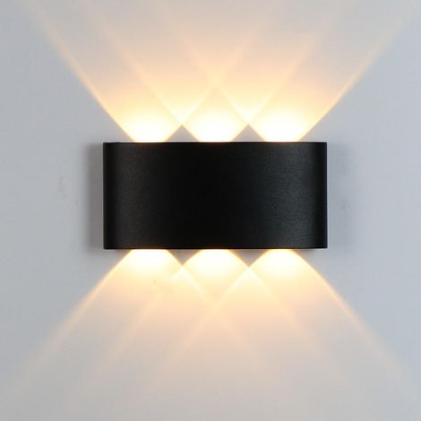Quadratische dekorative Wandleuchte aus Aluminium, 110-220 V, für Wohnzimmer, Treppenhaus, 6 W LED - schwarz (Netzkabel erforderlich)