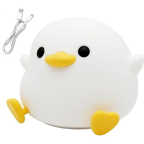 LED Night Light USB Rechargeable Soft Silicone Bedside Lamp Adult Bedroom Portable with Timer Luminosite Adjustable Silicone Cute Duck Shape 1pc (1/5)