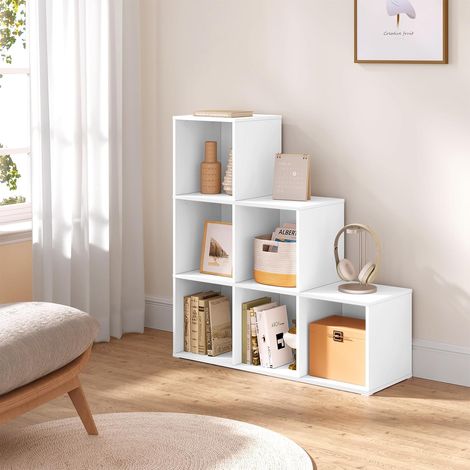 WOLTU Libreria dal Design Moderno con 6 Cubi, 90x30x90cm, Bianco