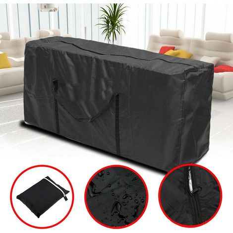 Sac de rangement Oxford 210D noir pour coussins de jardin, housse imperméable et anti-UV avec poignée, idéale pour meubles extérieurs (1/5)