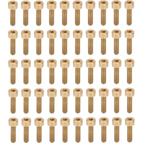 Lot de 50 vis à six pans creux avec tête bombée, en cuivre, pour la quincaillerie et les fournitures industrielles, M4 x 15