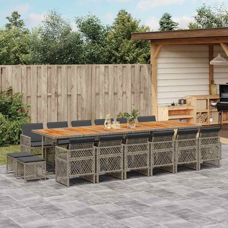 Ensemble à manger de jardin 17 pcs-Salon de jardin et coussins résine tressée 503872 (1/5)