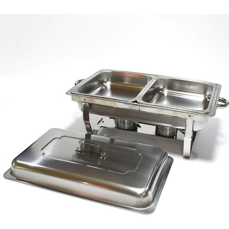 plats buffet à 2 plateaux en acier inoxydable pour hôtels et