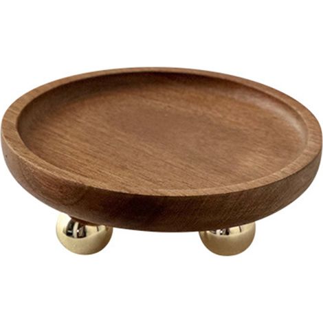 Vide-poches en bois rond avec pieds dorés, plateau décoratif pour clés et aromathérapie, accessoire de rangement élégant pour entrée (1/5)