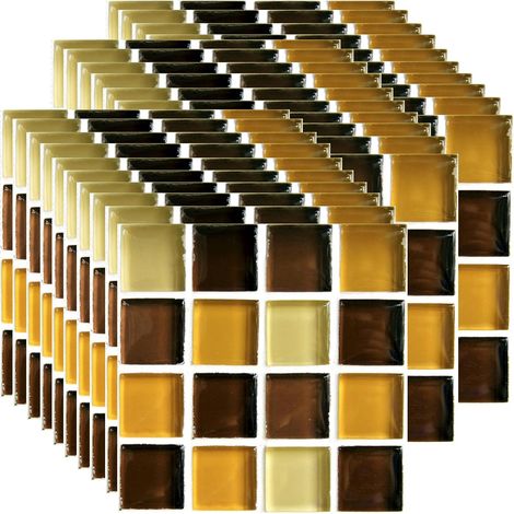 30 Pièces Stickers Carrelage pour Cuisine Salle de Bain, Étanche Auto-Adhésif Autocollant Carreau, Résistant à la Chaleur Décoratif DIY Autocollant Carreaux de Mosaïque (Marron) (1/5)