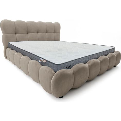 Pack Lit-coffre design boule Bilbola + Matelas Bedream 180x200cm Velours Taupe (1/5)