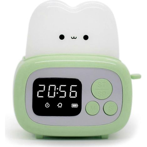 Réveil lumineux en forme de machine à pain, rechargeable par USB, avec minuteur décoratif vert (1/5)