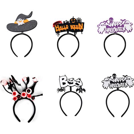 Headband Halloween - 6 Pièces - Pour Fête Costumée, Déguisement, Trick or Treating, Cosplay - Taille Unique (1/5)