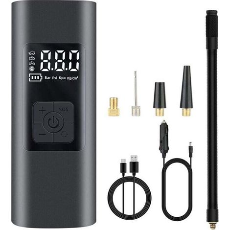 Mini compresor de aire portátil de 6000 mAh, inflador de neumáticos inalámbrico de 150 PSI con pantalla LCD digital, bomba de bicicleta eléctrica con luz LED para motocicleta, scooter, coche, biciclet