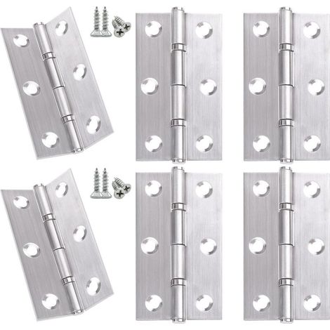 Lot de 6 charnières de porte d'armoire en acier inoxydable avec 60 vis pour quincaillerie de meubles, portes de tiroirs d'armoires, 60 x 38 mm (1/5)