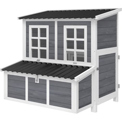 Wooden Chicken Coop with Nesting Box, Slide-Out Tray, Perches, for 4-6 Chickens, 100 x 86 x 100cm (1/5)