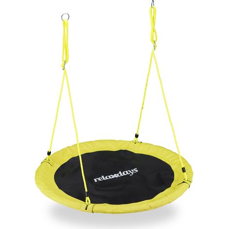 Relaxdays – Balançoire nid d'oiseau ronde 110 cm – Charge max 100 kg – Hauteur réglable 85-150 cm – Tissu PE, PP, acier, mousse – Pour enfants dès 3 ans