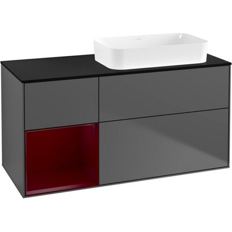 V&B Waschtischunterschrank Wandbeleuchtung Finion 120x60 cm, Reg li Peony, Anthracite matt (1/2)