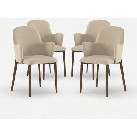 Set de 4 sillas de comedor tapizadas en tela easy-clean Hug - Beige (1/5)