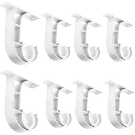 Lot de 8 supports de tringle à rideaux de plafond, crochets blancs de 2,5 cm, supports de tringle à rideaux robustes (1/4)