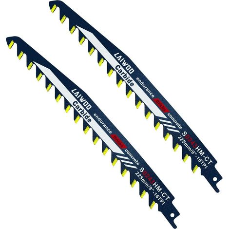 2x Säbelsägeblätter Stein Hartmetall 225mm für Porenbeton, Ziegel (1/5)
