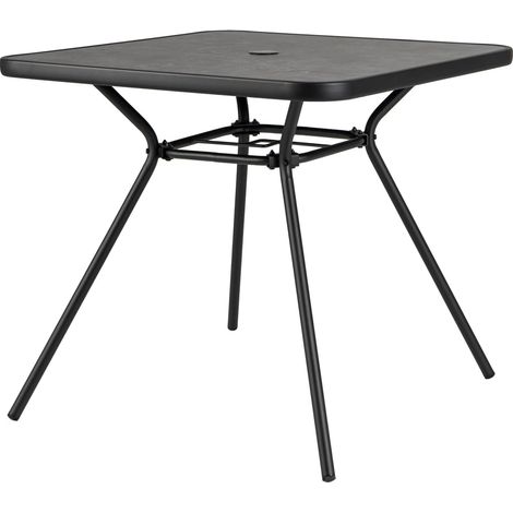 GOPLUS Table de Jardin Carrée 80 CM avec Trou de Parasol 4 CM, Cadre en Métal Robuste, Table Balcon Exterieur Style Moderne avec Dessus SPC, 80x72,5 CM Idéal pour Salle à Manger, Balcon Charge 100KG (1/5)