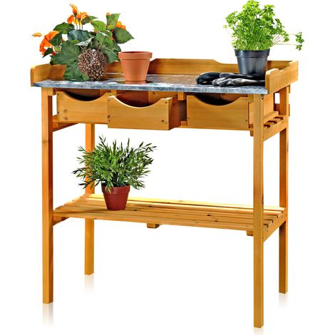 Gartenarbeitstisch Beistelltisch Pflanzregal Garten 3 Schubladen Gewächshaus (1/5)