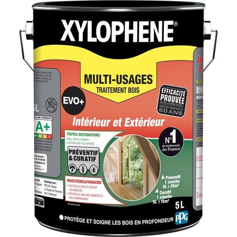 XYLOPHENE EVO+ Incolore traitement du bois multi-usage insecticide fongicide prêt à l’emploi pulvérisable 5 L