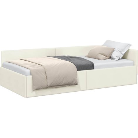 Estructura de cama en esquina Crema 90 cm x 200 cm Terciopelo vidaXL (1/5)