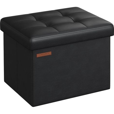 Piccolo sgabello/poggiapiedi/pouf pieghevole in similpelle 31 x 41 x 31 cm capacità di carico 130 kg per soggiorno camera da letto dormitorio nero 120006916