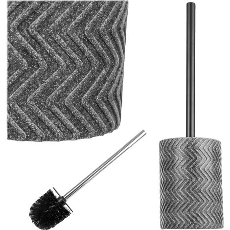 Brosse de toilette, hauteur 37 cm, Poignée ergonomique, Plastique de haute qualité, Disponible en beige et gris, Design géométrique (1/5)