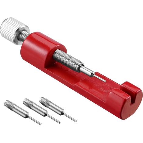 Herramienta de relojería para desmontar brazaletes de eslabones metálicos, extractor de pasadores y herramienta para ajustar la longitud del brazalete (roja).