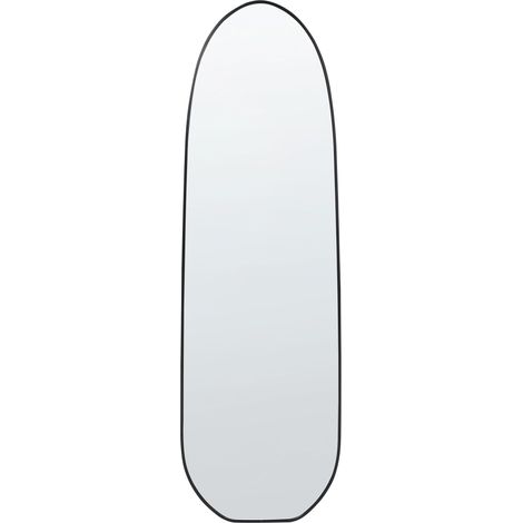 Miroir Mural Moderne Cadre Métallique Aluminium 46 x 160 cm Forme Irrégulière avec Crochets Noir Darnets